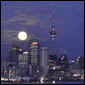full moon over Auckland city